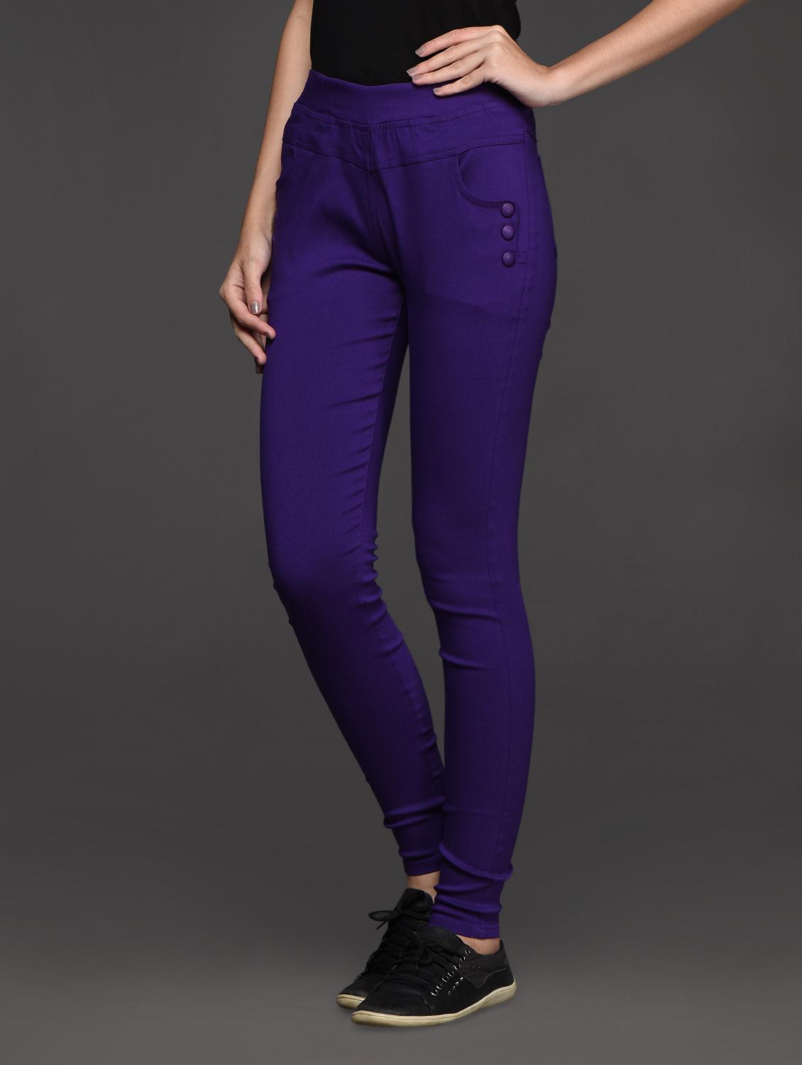 plain cotton blend jeggings - 1050660 - Zoom Image - 2