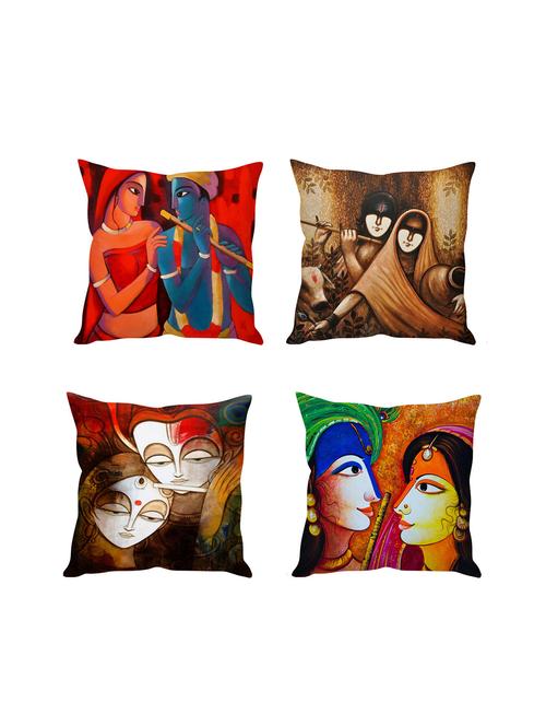 multicolor digitally printed set of 4 cushion covers - 10509451 - Standard Image - 1