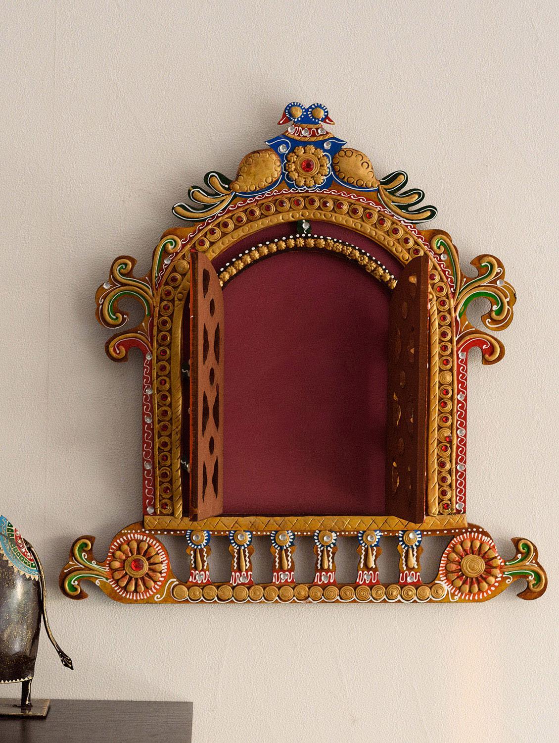 eCraftIndia Decorative Papier-Mache Wooden Jharokha Wall Hanging - 10513041 - Zoom Image - 1
