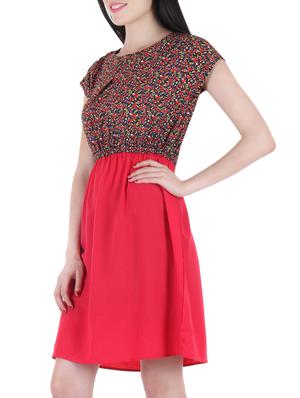 red polyester front bow tie up dress - 10521270 - Standard Image - 2