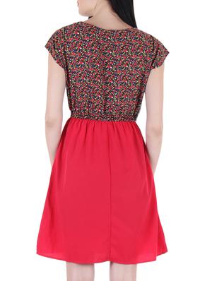 red polyester front bow tie up dress - 10521270 - Standard Image - 3