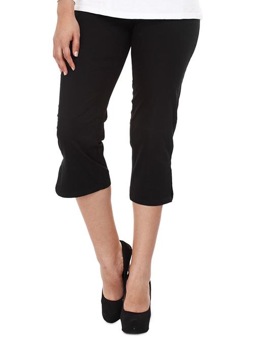 black cotton lycra capris - 1052226 - Standard Image - 1