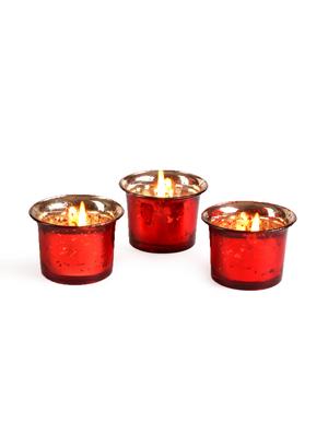 metallic red glass candle/tealight holder - 1052434 - Standard Image - 2
