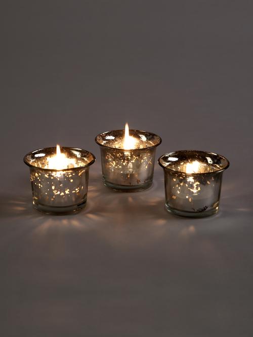 metallic silver glass candle/tealight holder - 1052436 - Standard Image - 1