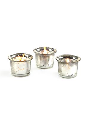 metallic silver glass candle/tealight holder - 1052436 - Standard Image - 2