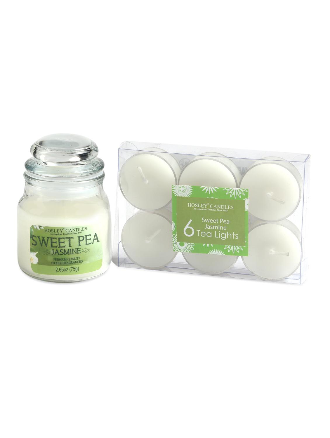 pea jasmine essence jar candle & tealights set