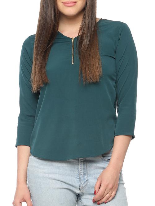 green poly crepe top - 10528196 - Standard Image - 1
