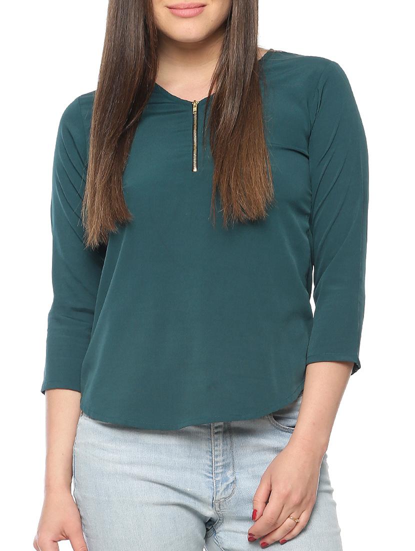 green poly crepe top - 10528196 - Zoom Image - 1