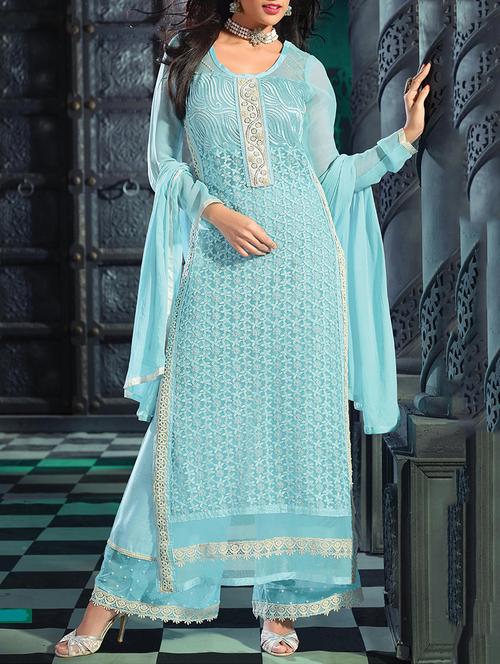 multi colored georgette semistitched suit - 10536766 - Standard Image - 1
