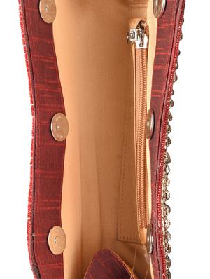 maroon color floral silk and cotton clutch - 1053833 - Standard Image - 3