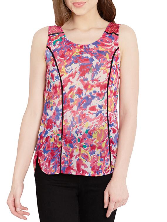 pink printed georgette top - 10549137 - Zoom Image - 1