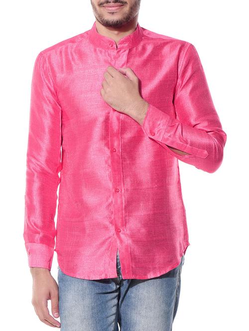 pink matka silk casual shirt - 10551815 - Standard Image - 1