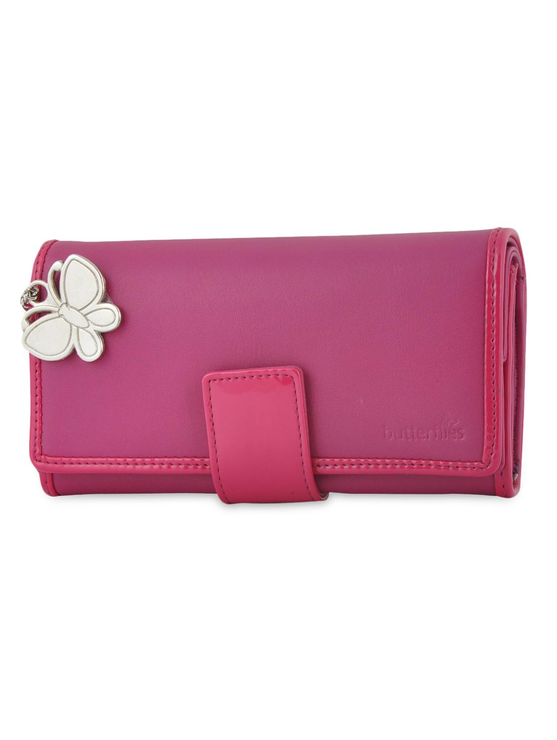 pink plain solid leatherette wallet - 1055721 - Zoom Image - 1