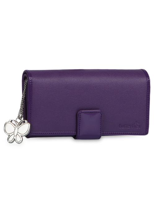 purple plain solid leatherette wallet - 1055723 - Standard Image - 1