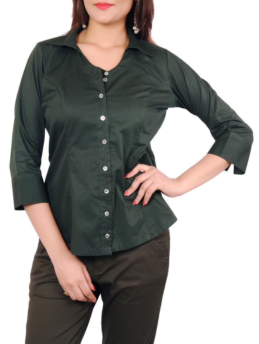 green cotton shirt - 10561828 - Zoom Image - 1
