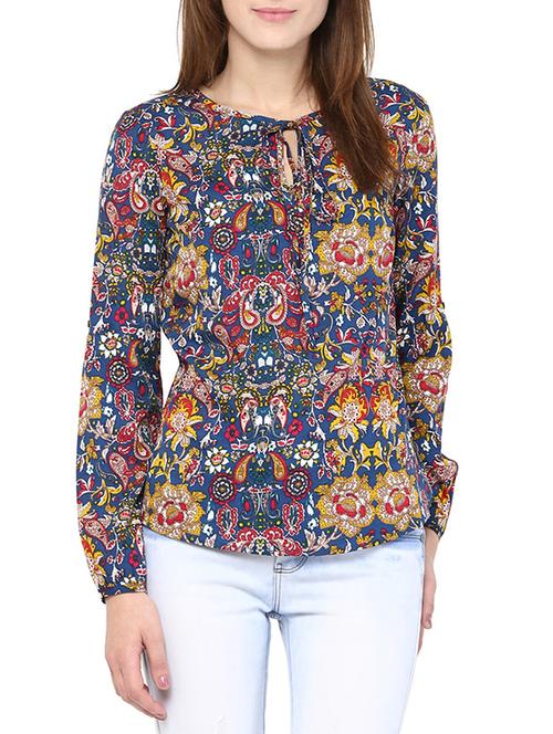 blue crepe top - 10570510 - Standard Image - 1