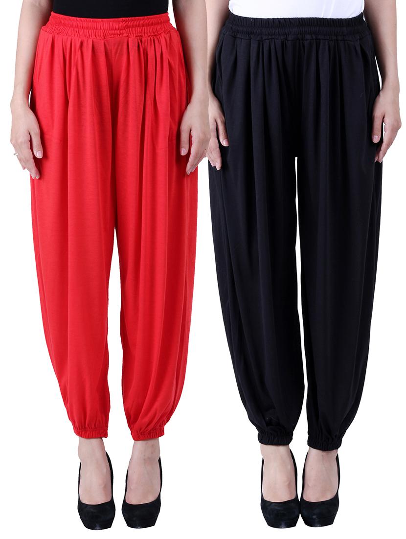 red & black viscose harem pants - 10571575 - Zoom Image - 1