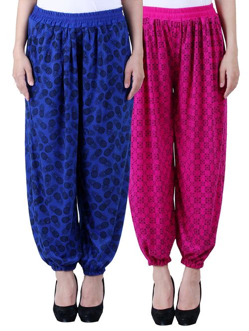 blue & purple viscose harem pants - 10571585 - Standard Image - 1