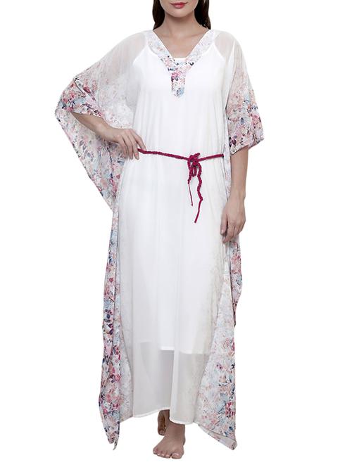 white polyester kaftan - 10571943 - Very Small Image - 1