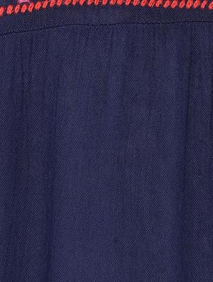 blue embroidered 3/4 sleeves rayon semi transparent top - 10574497 - Standard Image - 5