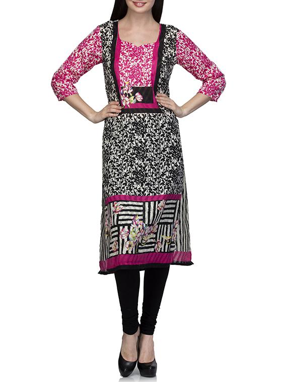 pink cotton straight kurta - 10577703 - Zoom Image - 1