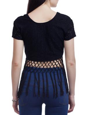 fringe lace trim detail tops - 10578300 - Standard Image - 3