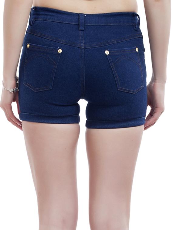 peptrends blue denim lycra shorts - 10578306 - Zoom Image - 3