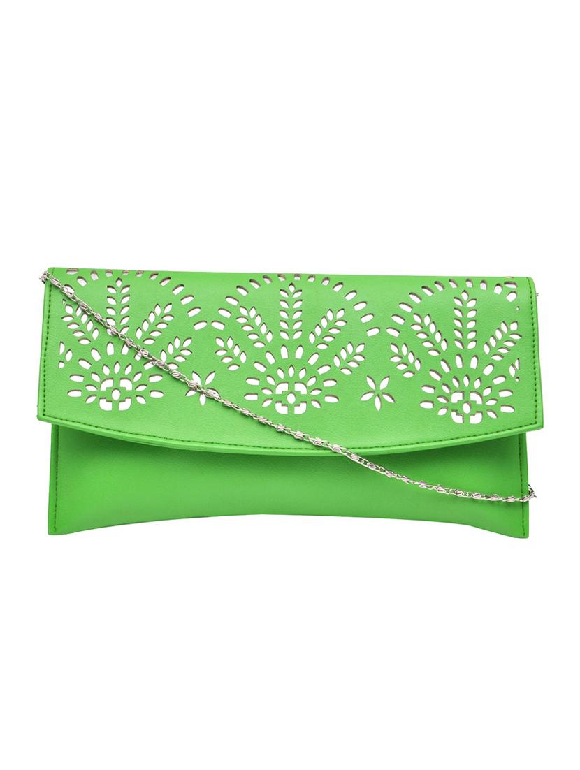 green leatherette sling bag