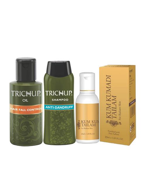 trichup complete beauty solution (hair fall control oil (200ml), anti - dandruff shampoo (200ml), kum kumadi tailam (50ml)) - 10591655 - Standard Image - 1