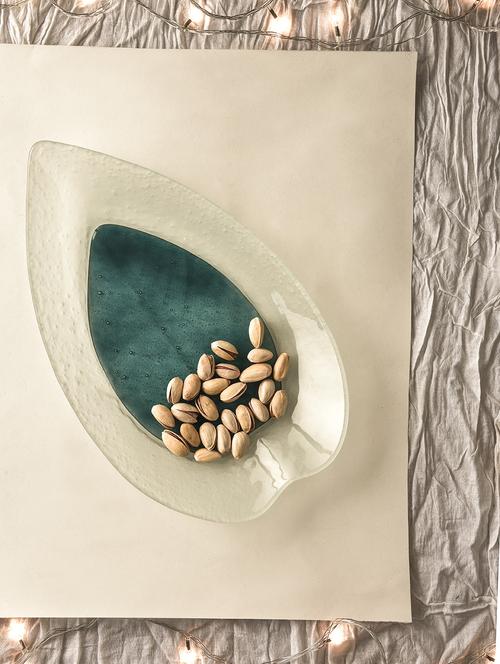 aquamarine glass nature leaf bowl - 1060421 - Very Small Image - 1