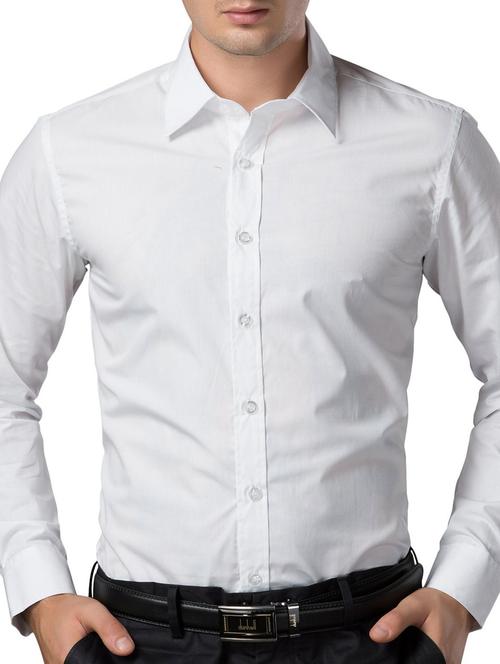solid white cotton formal shirt - 10605312 - Standard Image - 1