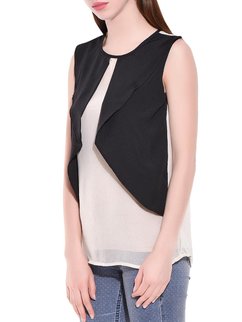 white, black polyester regular top - 10645212 - Zoom Image - 2