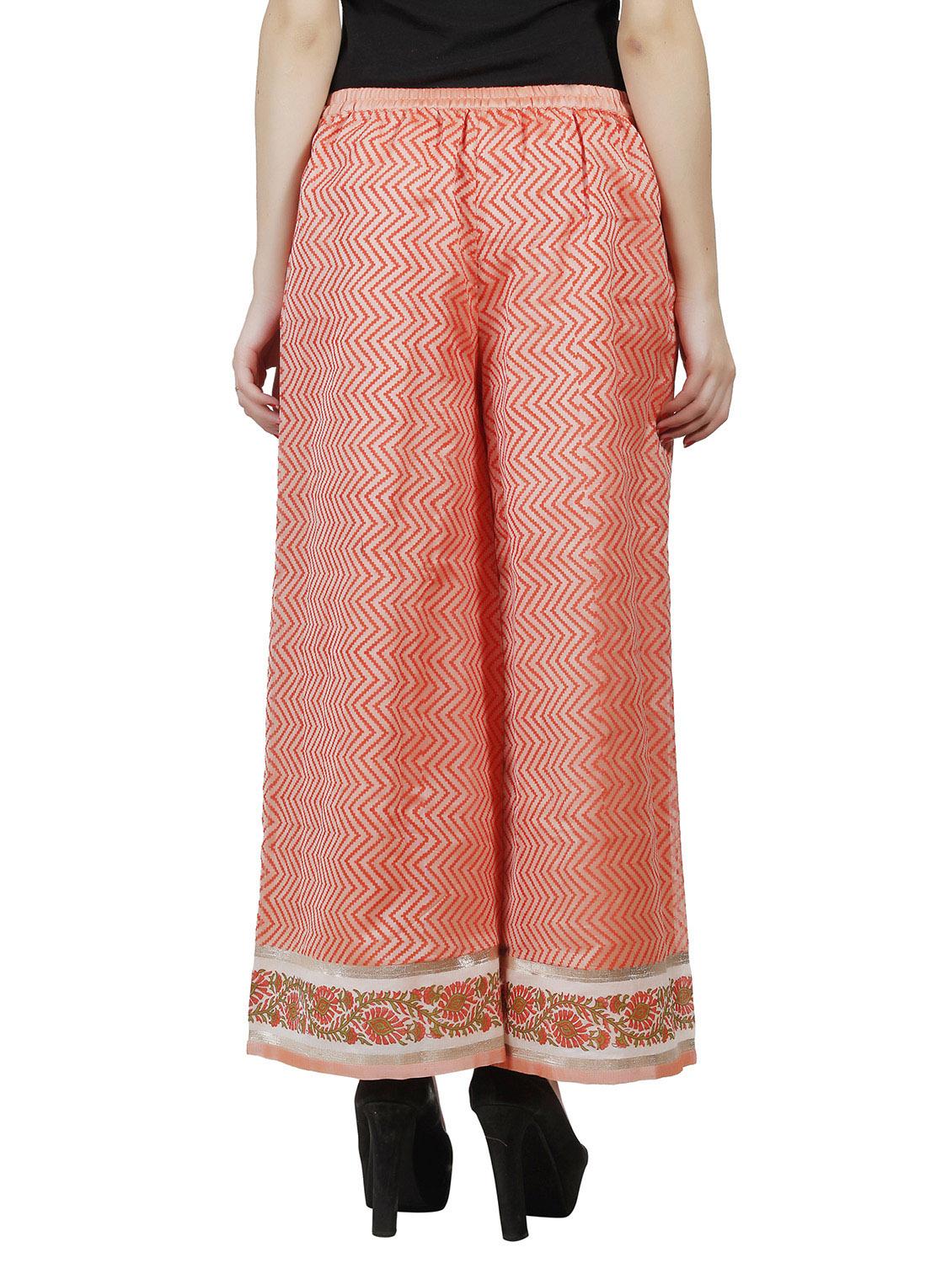 orange chanderi palazzos - 10650723 - Zoom Image - 3