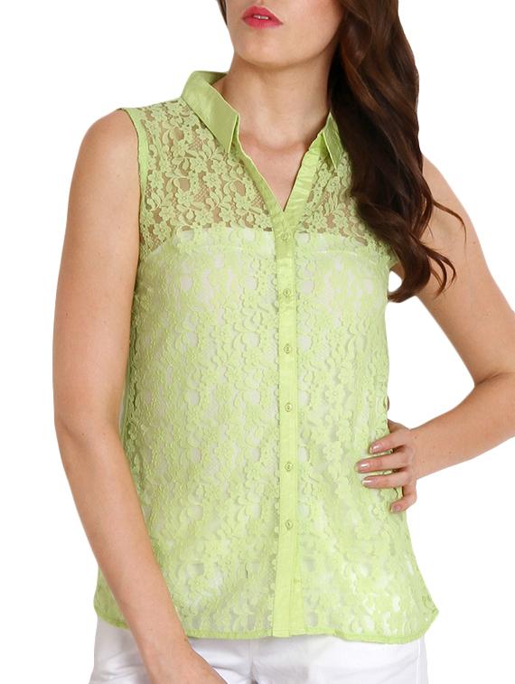 floral lace sheer shirt - 10656110 - Zoom Image - 1