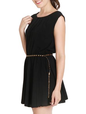 black crepe belted dress - 10656161 -  Standard Image - 1