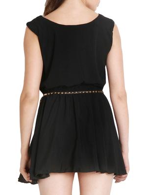 black crepe belted dress - 10656161 - Standard Image - 3