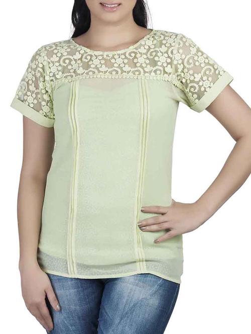 embroidered mesh panel pleated top - 10656309 - Standard Image - 1