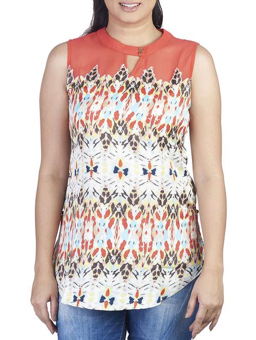 multi colored crepe top - 10656340 - Standard Image - 1