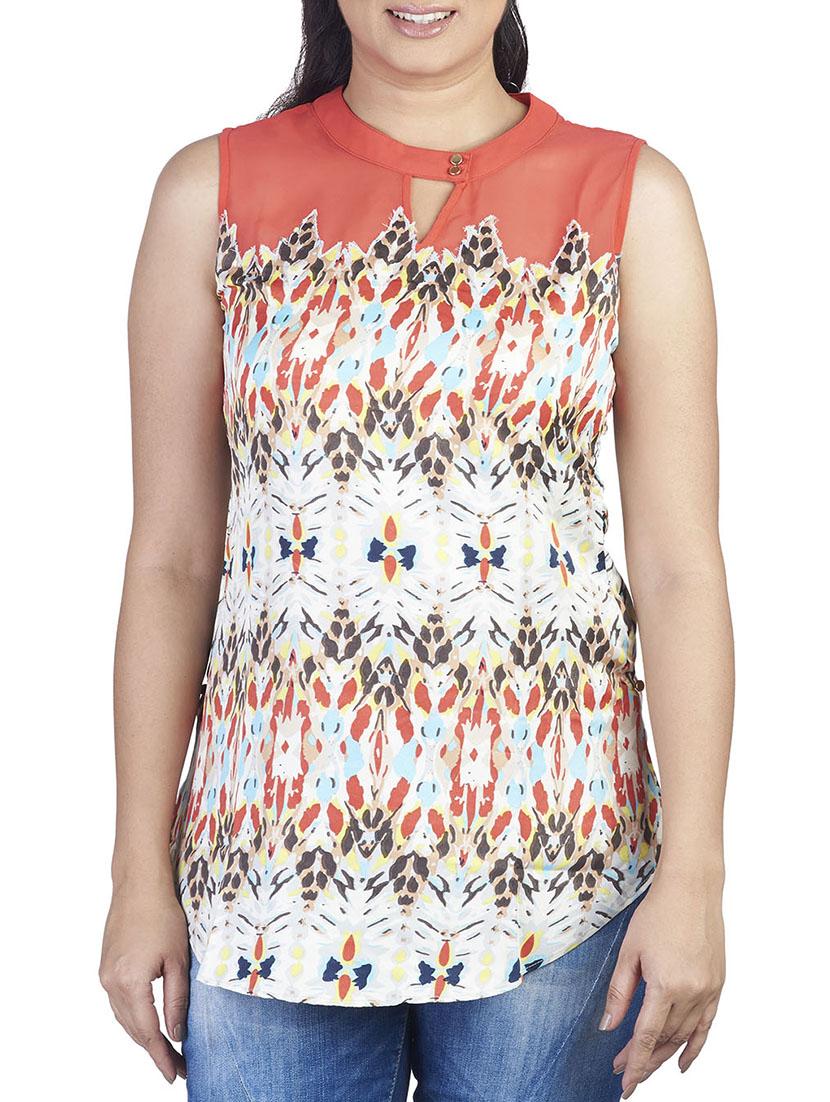 multi colored crepe top - 10656340 - Zoom Image - 1