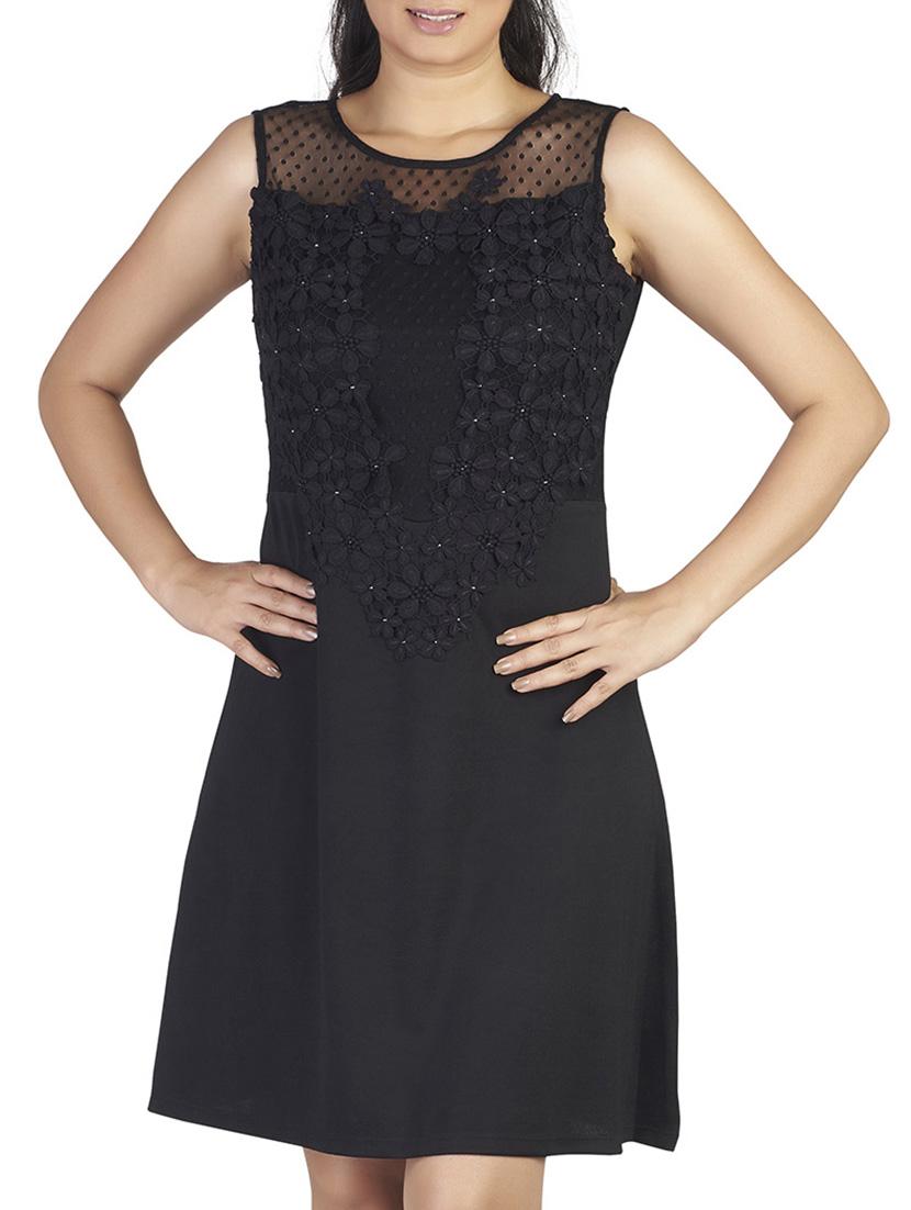 black polyester aline dress - 10656376 - Zoom Image - 1