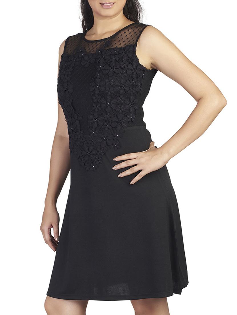 black polyester aline dress - 10656376 - Zoom Image - 2