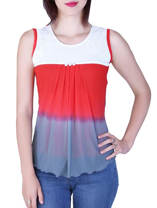 red, white, grey net top - 10662410 - Very Small Image - 1