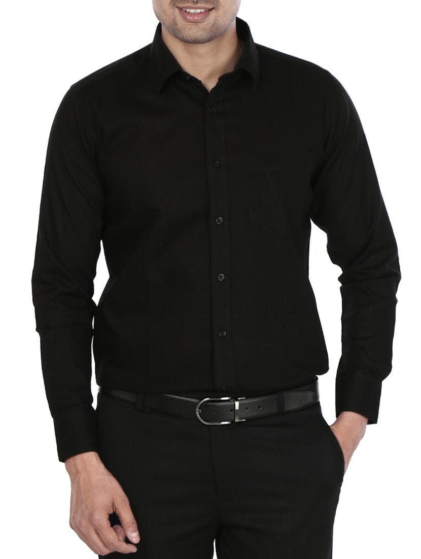 solid black cotton formal shirt