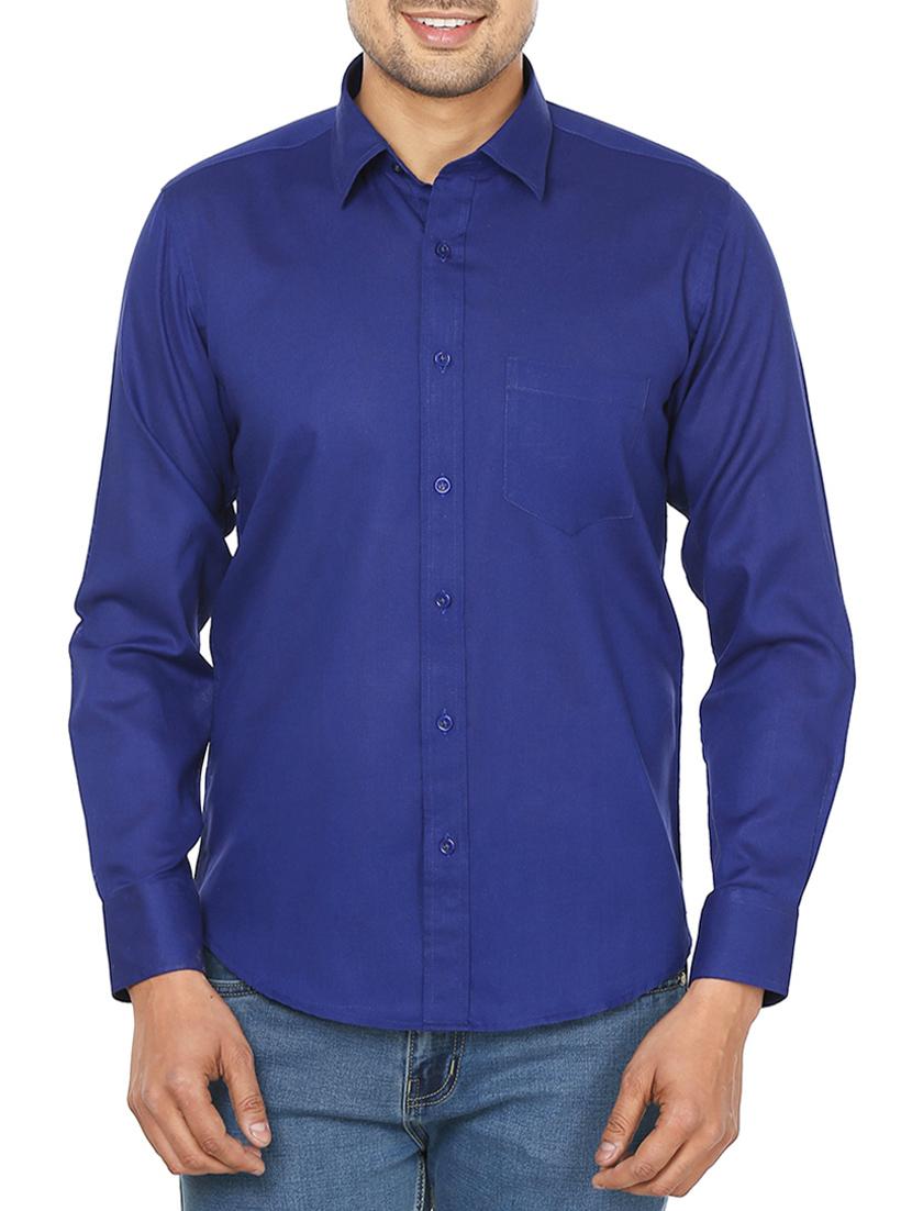 royal blue cotton casual shirt - 10670059 - Zoom Image - 1