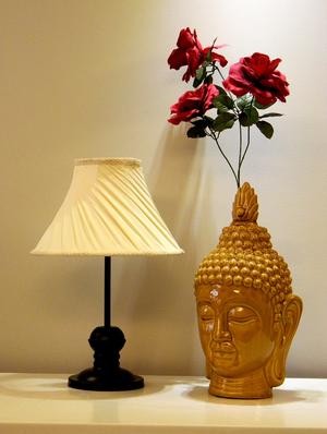 brown metal and fabric table lamp - 1067133 - Standard Image - 2