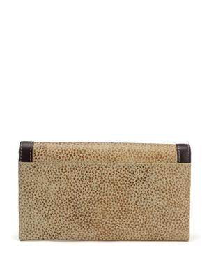 Brown and beige snap button clutch - 10679 - Standard Image - 3