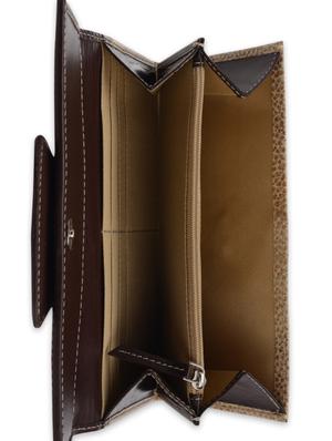 Brown and beige snap button clutch - 10679 - Standard Image - 4