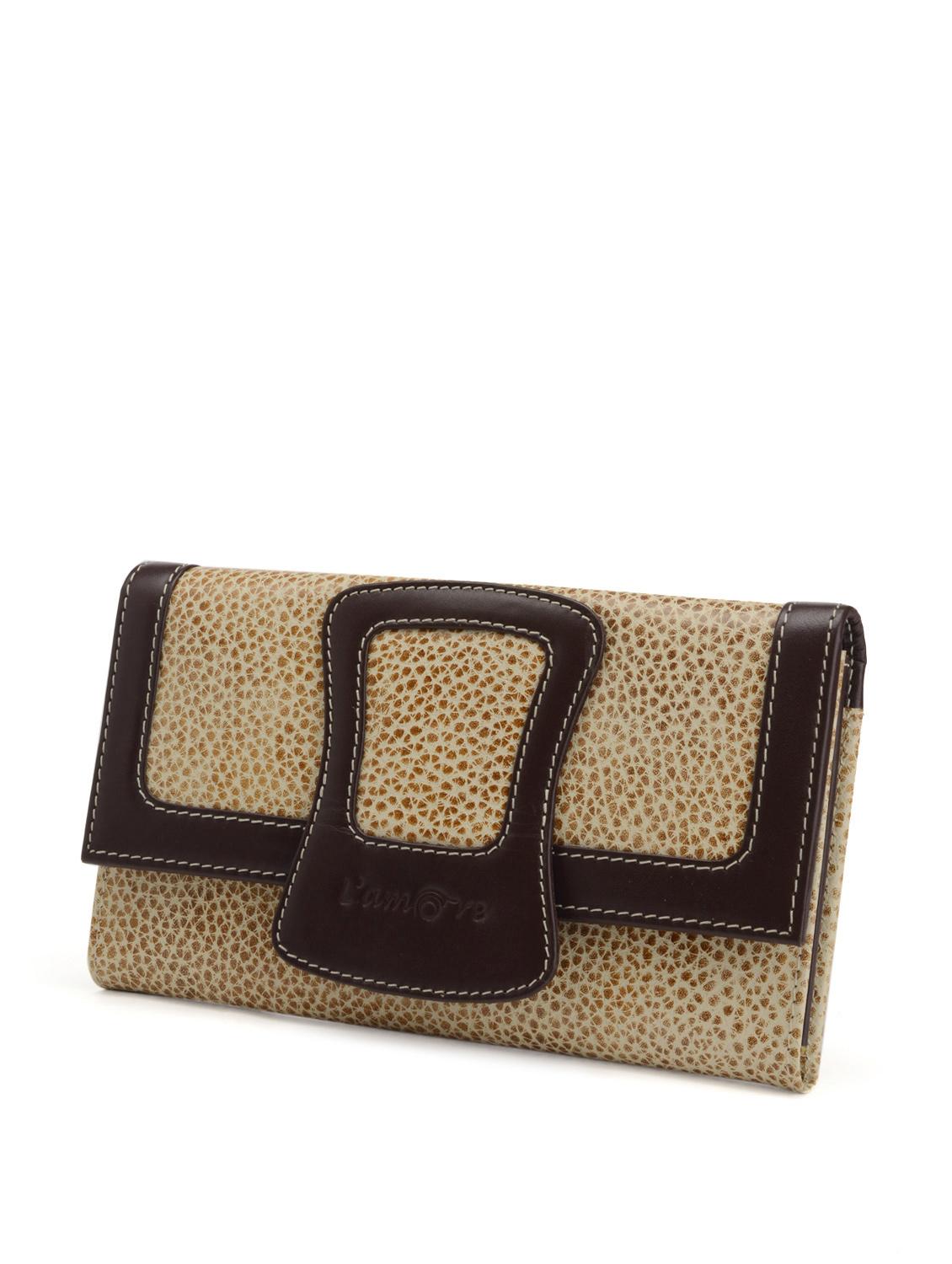 Brown and beige snap button clutch - 10679 - Zoom Image - 2