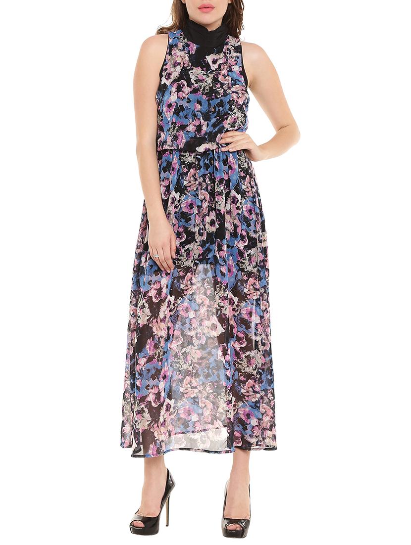 blue polyester maxi dress - 10681699 - Zoom Image - 1