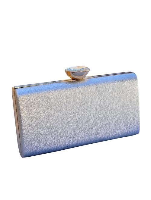 silver leatherette clutch - 10696416 - Very Small Image - 1
